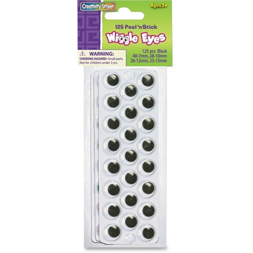 Wiggle Eyes, Self-Adhesive, 7/10/12/15 mm, Black 137/PK