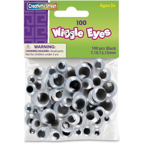 Wiggle Eyes, Assorted Sizes, Black 100/PK