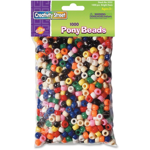 Beads, Pony, Brite, Ast 1000/PK