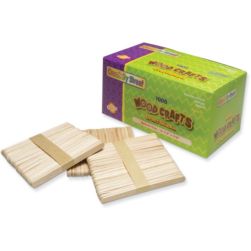 Craft Sticks, Wood, 2mm, 4-1/2" x 3/8", Natural 1000/BX