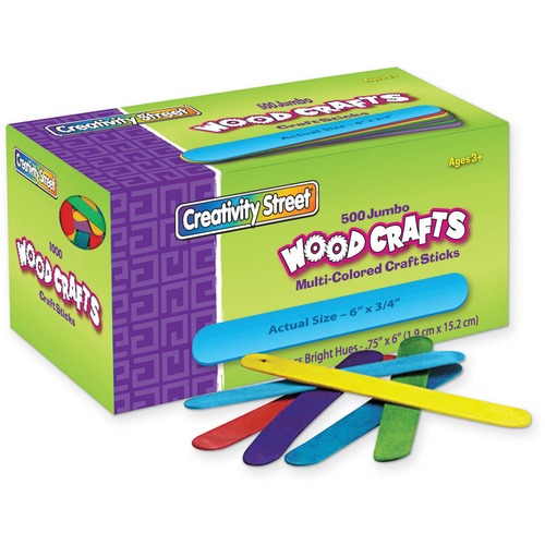 Sticks, Craft, Wood, Jumbo, Assorted 500/BX