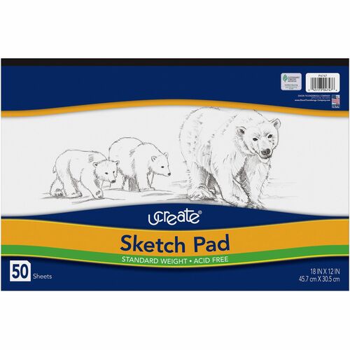 Sketch Pad, Medium Weight, Acid-Free, 18" x 12", 50 Sheets