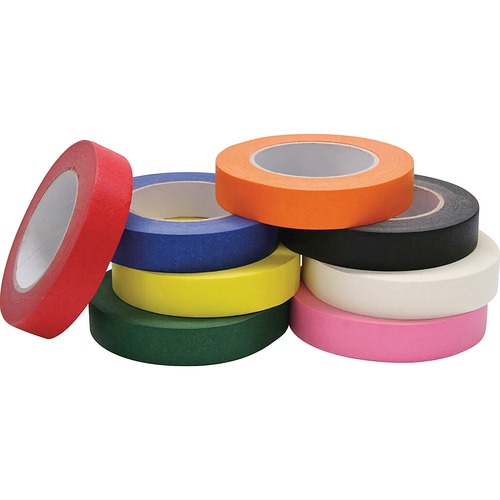 Masking Tape Rolls, 1" x 60 Yards, Assorted 8/ST