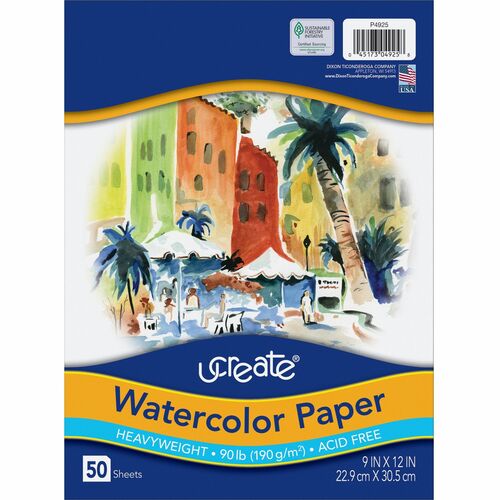 Paper, Watercolor, 9x12, White 50/PK