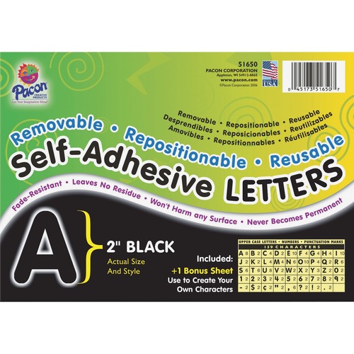Letters, Self-Adhesive, 2", Black, 159 Pc 159/PK