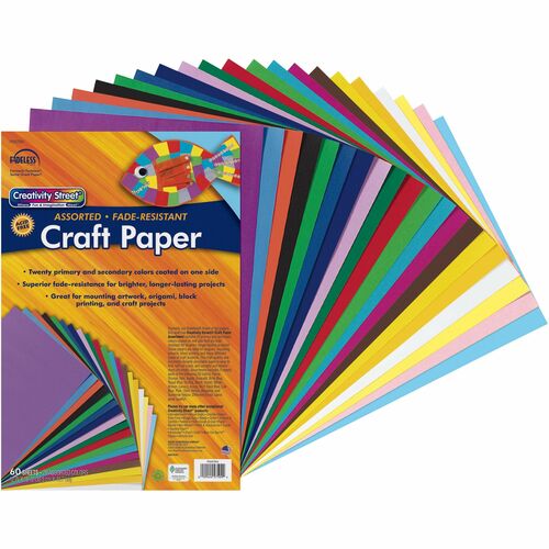 Fadeless Sheets, 12" x 18", Assorted Colors 60/PK