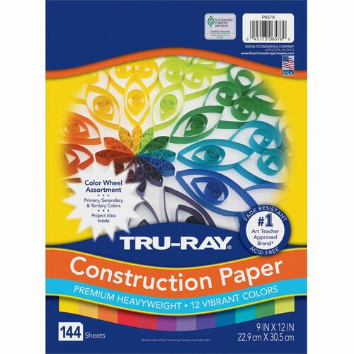 Construction Paper, 9"Wx1"Lx12"H, Assorted 144/PK
