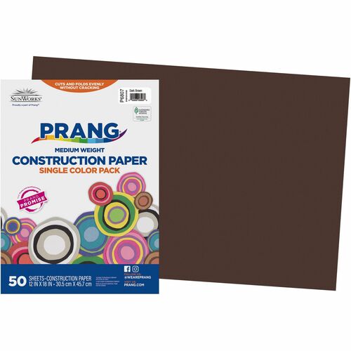 Construction Paper, Smooth Textured, 12" x 18", Dark Brown 50/PK
