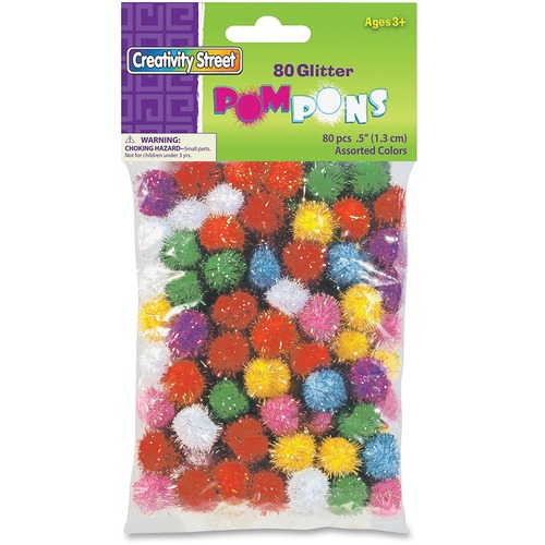 Pompom, Glitter, Assorted 50/PK