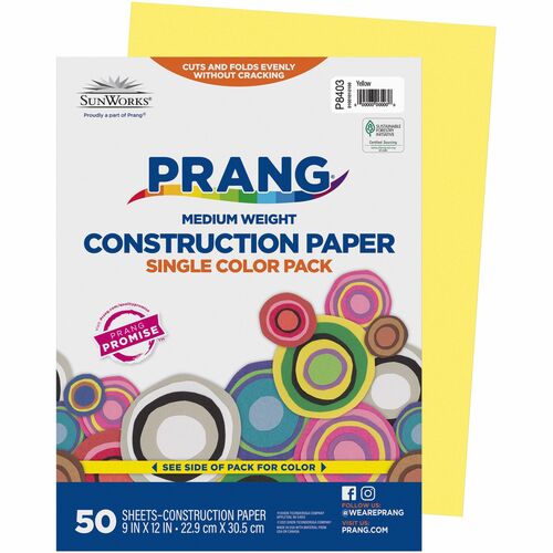 Paper, Construction, 9x12, Yellow 50/PK