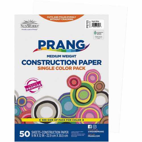 Paper, Construction, 9x12, Bright White 50/PK