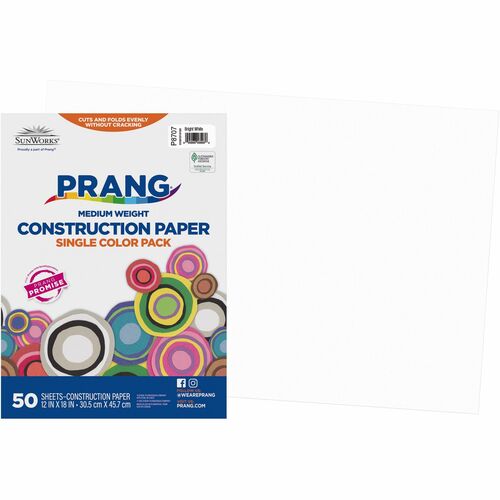 Paper, Constr, 12x18, Bright Whiteeath 50/PK