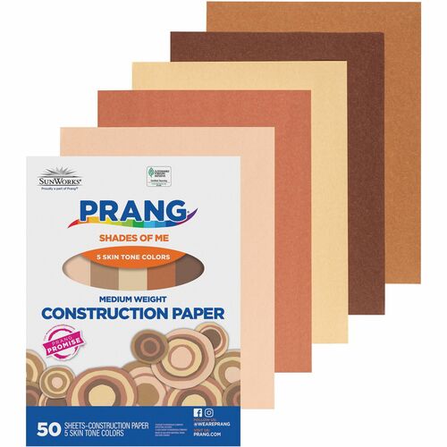 Multicultural Construction Paper, 9" x 12", Assorted 50/PK