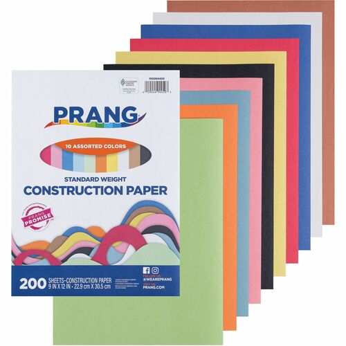 Construction Paper, 9" x 12", Assorted 200/PK