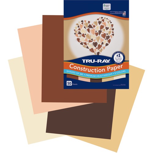 Construction Paper, 76 lb, 9" x 12", Ast Skin Tones 50/PK