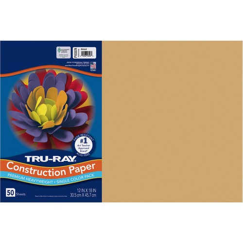 Construction Paper, 76 lb, 12"x18", Almond 50/PK