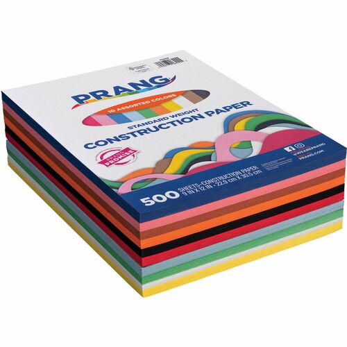 Construction Paper, 45 lb, 9" x 12", Ast 500/PK