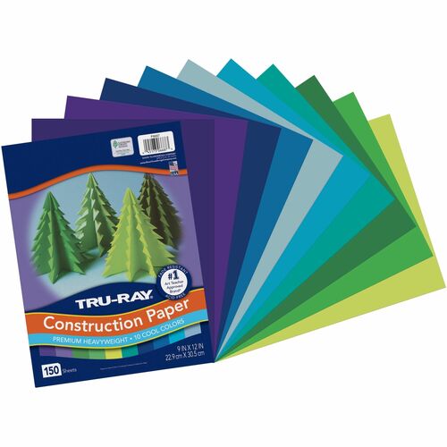 Construction Paper, 76 lb, 9" x 12", AST with Holiday Green 150/PK