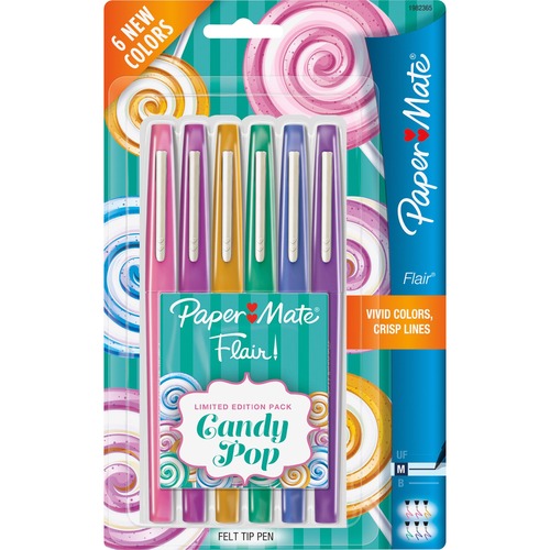 Pen, Flair, Candy Pop, Medium 6/PK