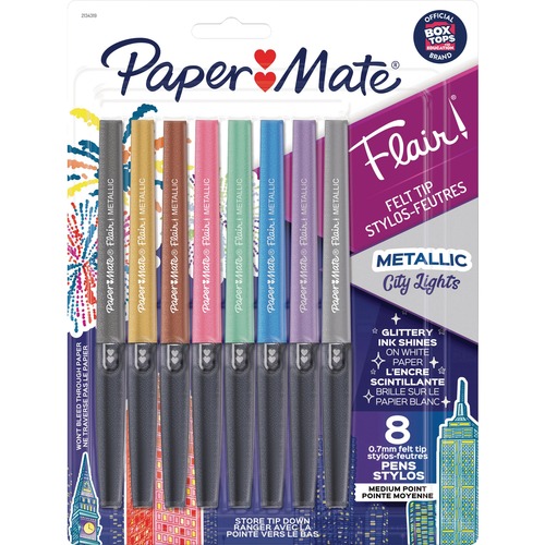 Pen, Flair, Metallic, Astd 8/PK