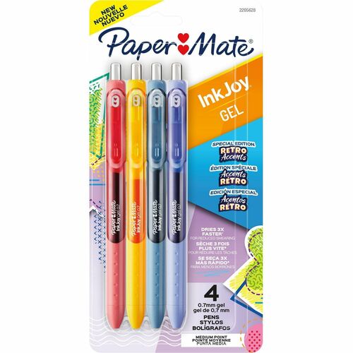 Pen, Gel, Inkjet, Retroactive, Assorted 4/PK