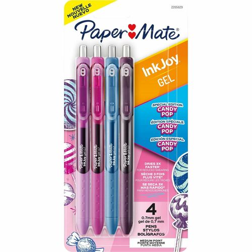 Pen, Gel, Inkjet, Candypop, Assorted 4/PK