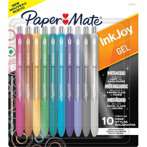 Pen, Gel, Inkjet, Metallic, Assorted 10/PK