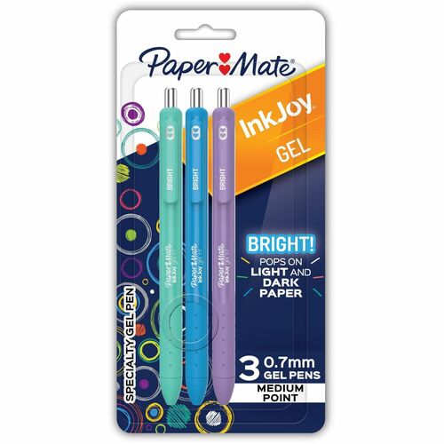 Pen, Gel, Inkjet, Bright, Assortment 3/PK