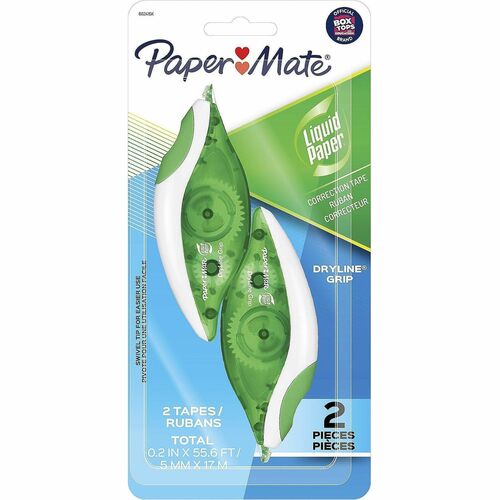Correction Tape, 1/5"x27.8', Green/White Dispensers, We 2/PK
