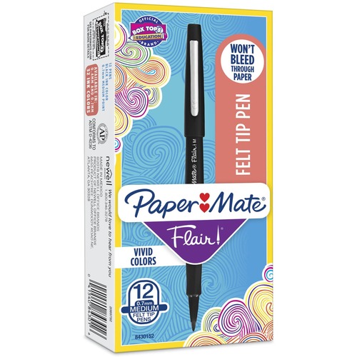 Pen, Marker, Flair, Medium, Black 12/DZ