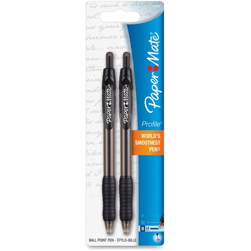 Pen, Profile, Retractable, Black 2/PK