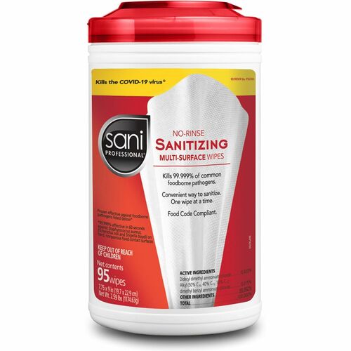 Wipe, Sanitizer, No-Rinse, MSRF, 95