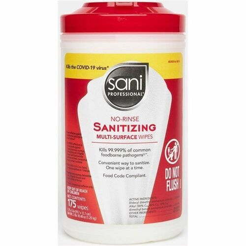 Sani Professional Sanitizing Wipes, No Rinse 7.75" 6/CT