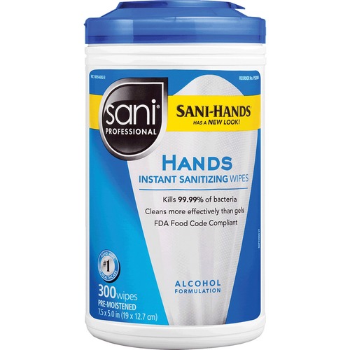 Professional Hand Sanitizing Wipes, 300 Wipes/Tub, WE