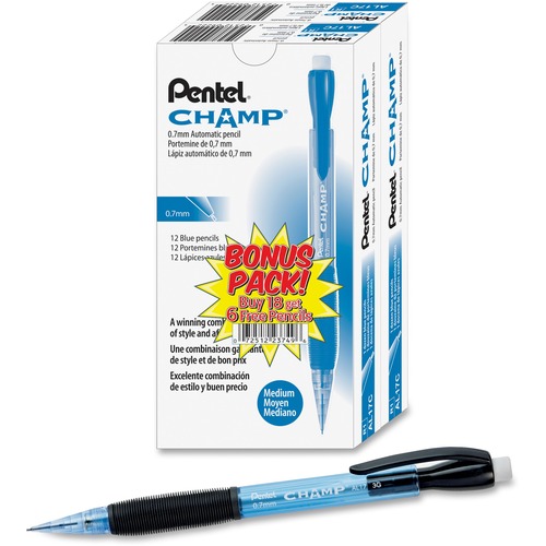 Pencil, Champ, 0.7 Millimeter, Black Eraser 24/PK