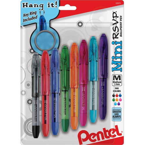 Pen, RSVP, BP, Mini, Medium, Assorted 8/PK