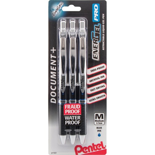 Pen, E-Gel, Pro, Medium, Blue 3/PK
