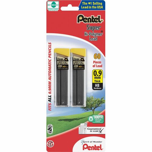 Hi-Polymer Lead, .9mm HB, Black 2/PK