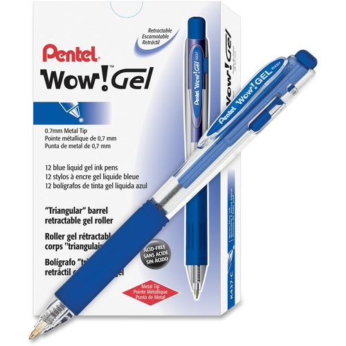 Pen, Gel, Wow!, 0.7 Millimeter, Blue Black 12/DZ