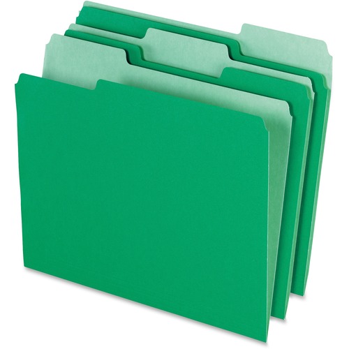 Folder, File, LTR, 1/3, Green/Light Green 100/BX