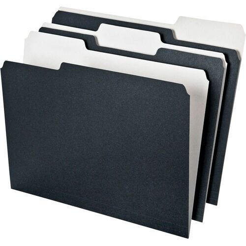 File Folder, Recycled, 9-1/2" x 11-3/4", 1/3 Cut Tab, Black/White 50/PK