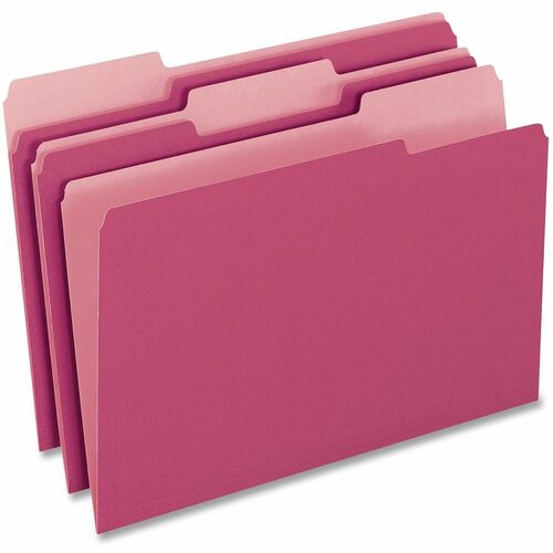 File Folders, Letter Size, 3 Tab, Pink 100/BX