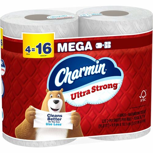 Ultra Strong Bathroom Tissue, Septic Safe, 2-Ply, White, 220 Sheet/Roll, 4/Pack 8/CT