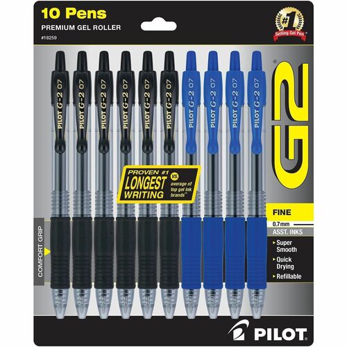 Pen, Gel, G2, Fine, Black, Blue 10/PK