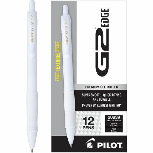 Pen, Gel, G2 Edge White, Black, Fine 12/DZ
