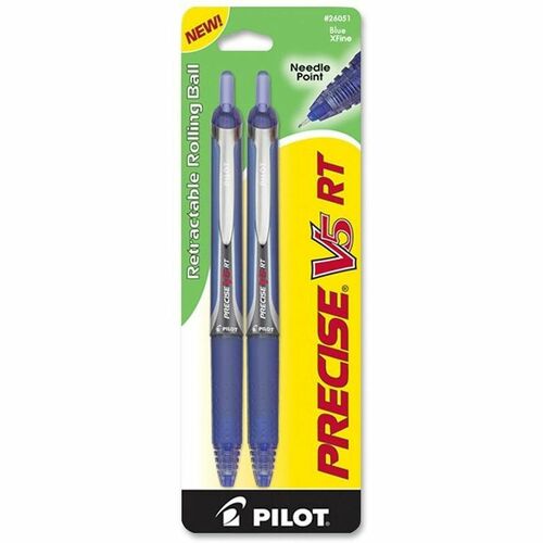 Rollerball Pen, Retractable, Extra Fine Point, Blue Barrel/Ink 2/PK