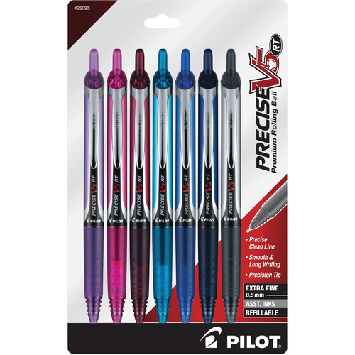 Pen, Precise, V5, Retractable, Assorted 7/PK