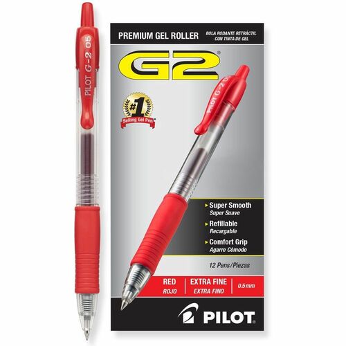 Pen, Gel, G2, Extra Fine, Red 12/DZ