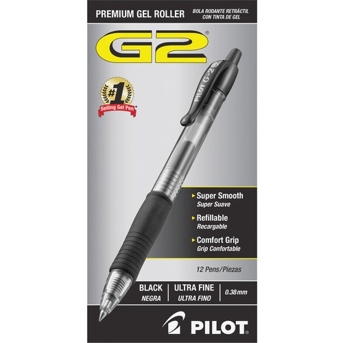 Pen, Gel, G2, Ultra Fine, Black 12/DZ