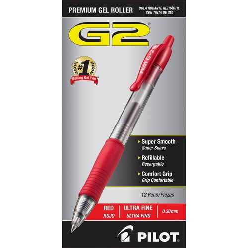 Pen, Gel, G2, Ultra Fine, Red 12/DZ